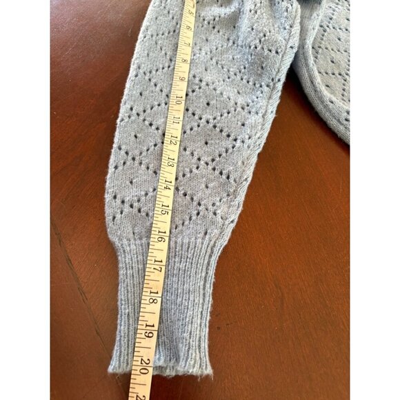 Nanette Lepore Blue Eyelet Knit Cardigan Sweater Faux Pearl Buttons Size Small - Picture 12 of 12